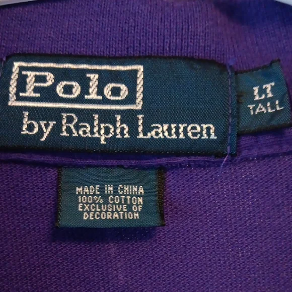 Polo Ralph Lauren Mens Purple Short Sleeve Polo Shirt LT Tall Yellow Pony Logo - Picture 2 of 10